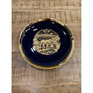 Asturias, Spain Antique Collector‎ Porcelain Plate Cobalt Blue Gold Trim